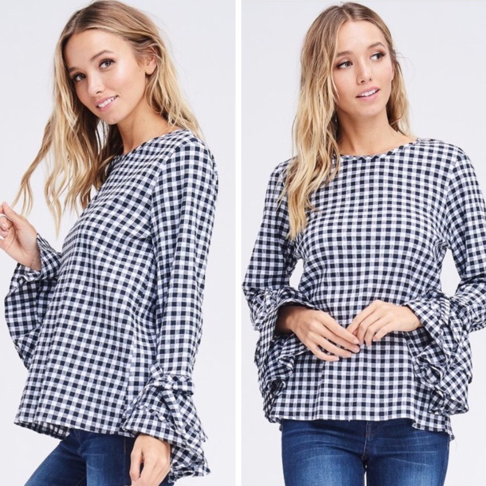 Women's Black and White Gingham Blouse